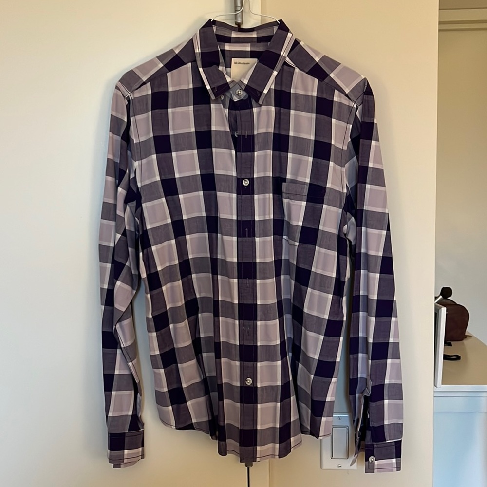 Plaid Life/After/Denim button down shirt